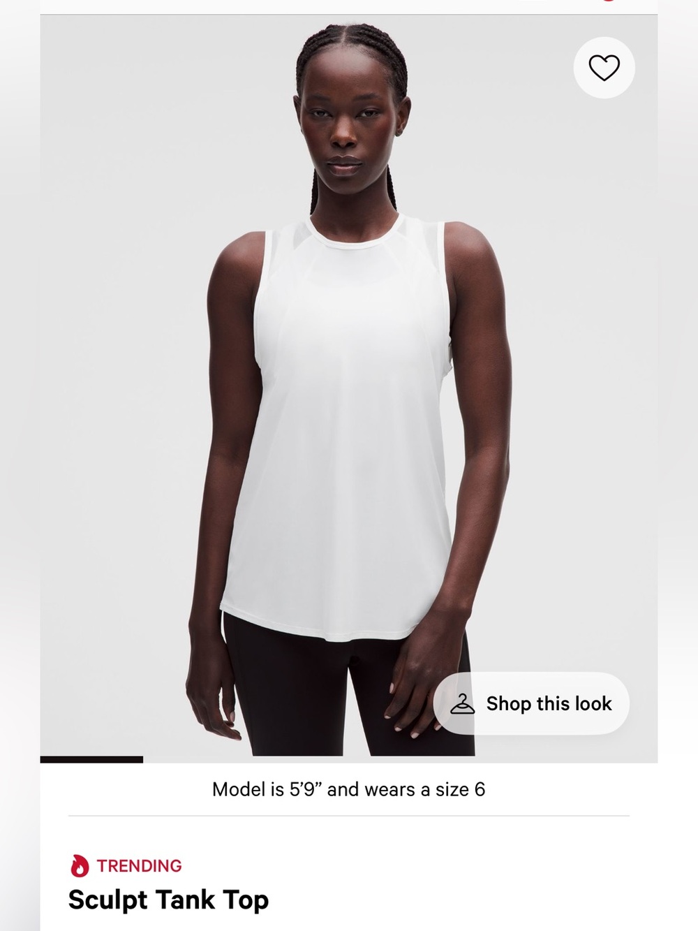 lululemon athletica White sculpt tank ll